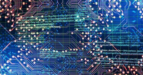 Digital Circuitry and Code Overlay on High-Tech Background - Download Free Stock Images Pikwizard.com