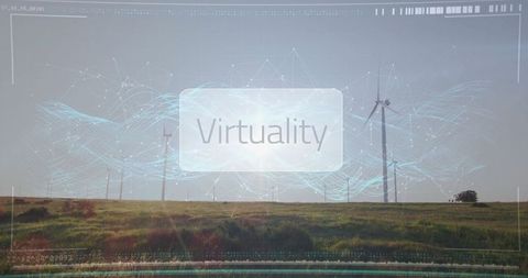 Futuristic Digital Overlay Highlighting Renewable Wind Energy