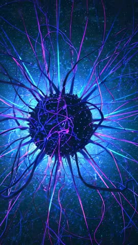 Emerging Cosmic Orb Unfurling Luminous Tendrils in Deep Space Vertical Video