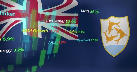 Economic Data and Trends Over Anguilla Flag Illustration - Download Free Stock Images Pikwizard.com
