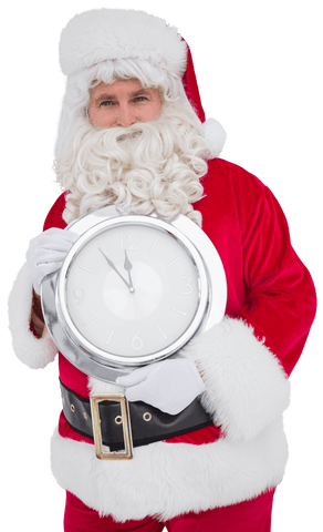 transparent santa claus joyfully holding silver clock countdown concept - Download Free Stock Videos Pikwizard.com