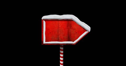 Festive Red Christmas Sign with Snow on Black Background