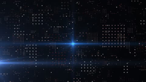 Futuristic Digital Data Flow and Lights on Black Background