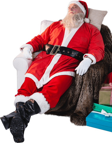 Transparent Santa Claus Relaxing on Cozy Chair