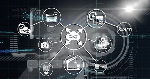 Futuristic Digital Interface with Data Management Icons - Download Free Stock Images Pikwizard.com