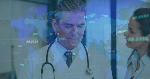 Global Healthcare Collaboration Concept with Doctors and Financial Data Overlay - Download Free Stock Images Pikwizard.com