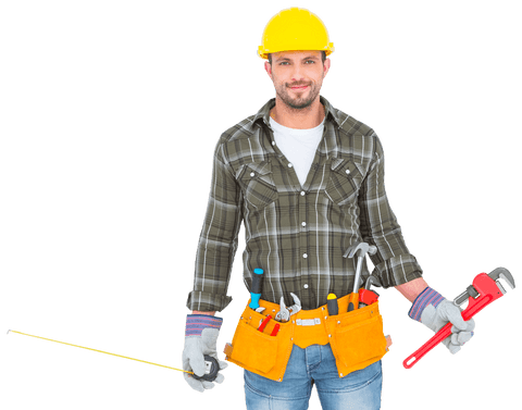 Transparent Construction Worker Holding Tools on White Background - Download Free Stock Videos Pikwizard.com
