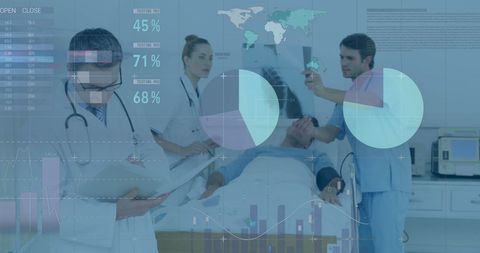 Healthcare Technology with Doctors Analyzing Patient Data