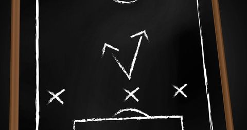 Sports strategy chalkboard with diagram arrows and markings