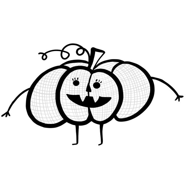 A cheerful pumpkin character designed for enhancing Halloween festivities and decor. Great for seasonal decorations, greeting cards, party invitations, and DIY coloring projects. Perfect for kids' crafts and fun Halloween activities.
