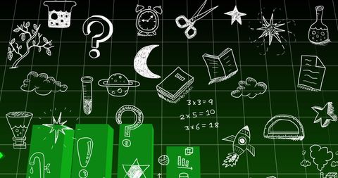 Creative Business and Education Graphics on Chalkboard Background