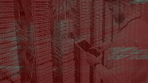 Businessman Analyzing Data on Smartphone in High-Tech Server Room