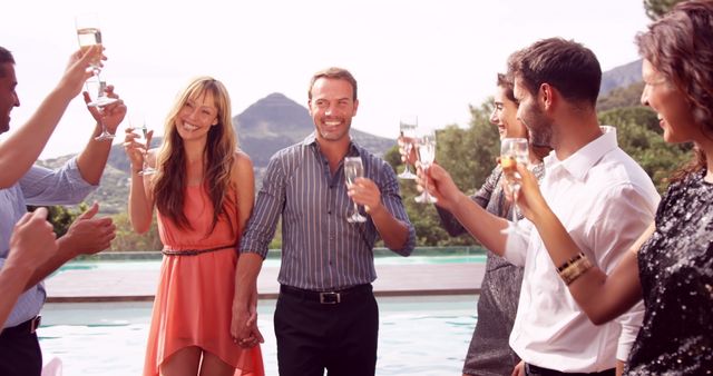 Group of Friends Celebrating with a Toast Outdoors - Download Free Stock Images Pikwizard.com