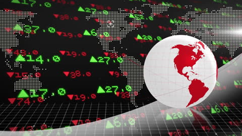 World Map with Digital Data Flow on Black Background