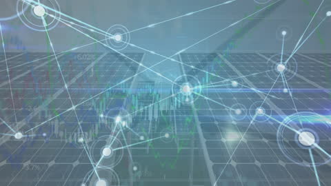 Network of Connections over Solar Panels and Data Graphs