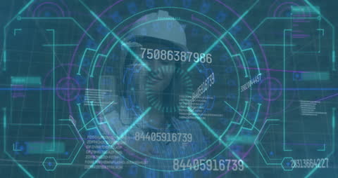 Futuristic Digital Interface with Businesswoman and Data Visualization