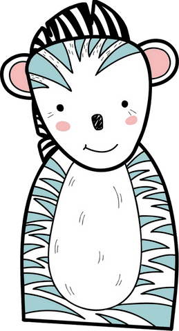 Cute Cartoon Zebra with Pink Ears Escaping Mundanity