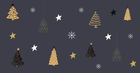 christmas trees and stars pattern on gray background - Download Free Stock Images Pikwizard.com