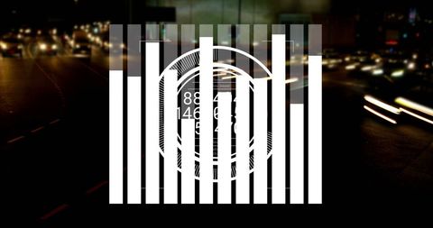 Data Processing Overlay on Cityscape Illustrating Digital Connectivity