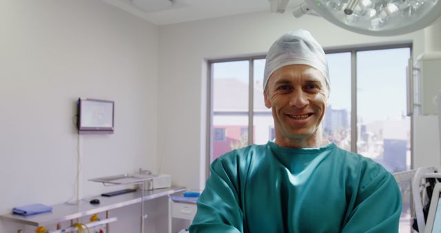 Confident Surgeon in Operating Room with Crossed Arms - Download Free Stock Images Pikwizard.com