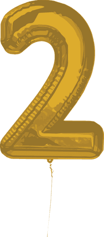 Gold Number Two Balloon Illustration on Transparent Background - Download Free Stock Videos Pikwizard.com