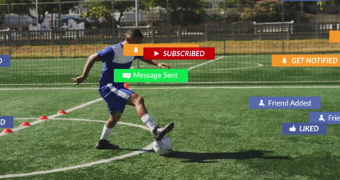 Soccer Player With Digital Social Media Interface