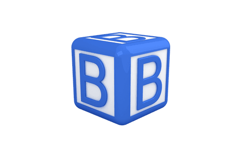 Blue b letter cube on transparent background for technology use
