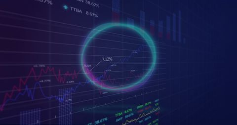 Neon Ring Over Dynamic Stock Market Data Visualization - Download Free Stock Images Pikwizard.com