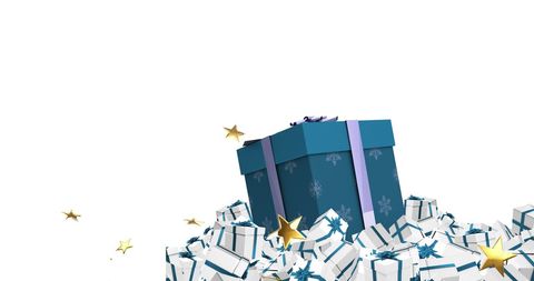 Festive Christmas Presents with Stars on White Background