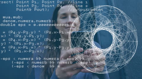 Digital Interface Concept with Woman Using Smartphone and Data Visuals