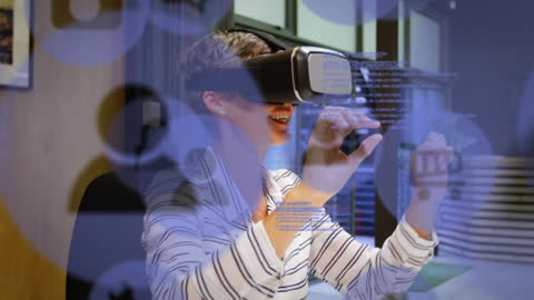 Innovative Businesswoman Exploring Virtual Reality at Office Desk