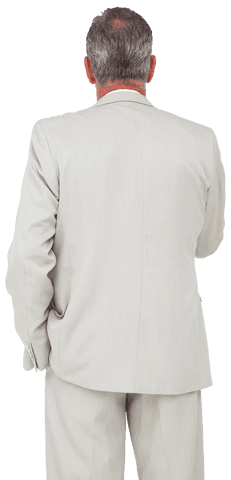 Back View of Businessman in Light Suit on Transparent Background