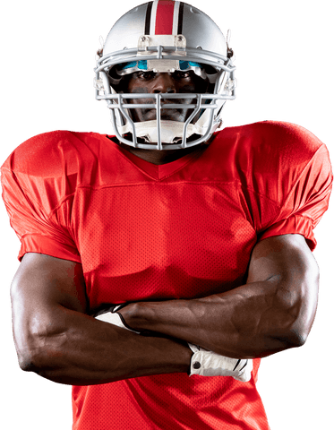 Confident American Football Player Wearing Uniform With Helmet Transparent - Download Free Stock Videos Pikwizard.com