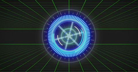 Futuristic Digital Interface with Rotating Elements on Grid - Download Free Stock Images Pikwizard.com