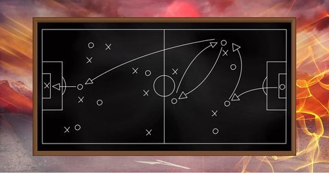 Strategic Football Tactics on Blackboard with Stormy Background