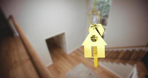 Golden Key with House Keyring Symbolizing Home Ownership - Download Free Stock Images Pikwizard.com