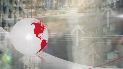 Global Business Growth Concept with Digital Globe and Arrows