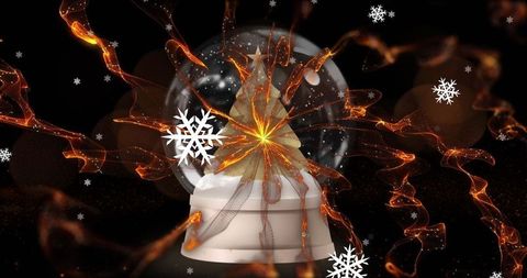Festive Christmas Tree Snow Globe with Snowflakes and Shooting Star