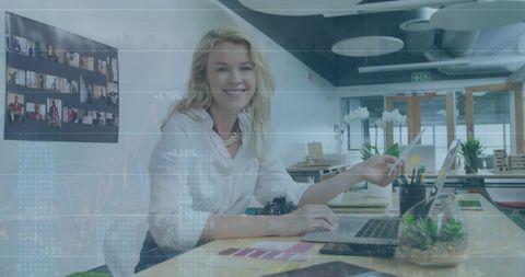 Caucasian Businesswoman Working in Modern Office - Download Free Stock Images Pikwizard.com