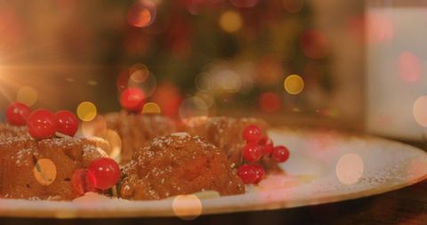 Festive Christmas Pudding with Ambient Lighting - Download Free Stock Images Pikwizard.com