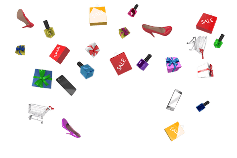 Fashionable Boutiques Sale: Products on Transparent Background