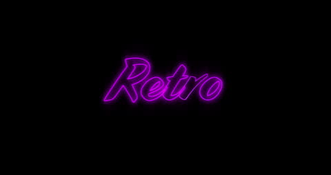 Glowing Neon Retro Text on Black Background