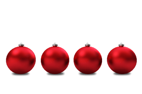 Shiny Red Christmas Baubles Transparent Background