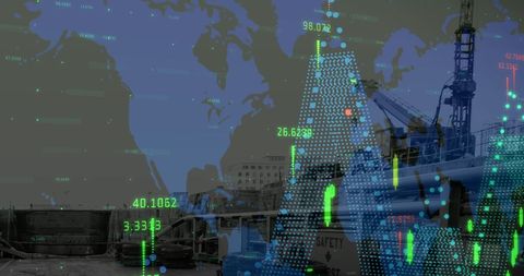 Digital Overlap of Global Economics with Infrastructure Construction - Download Free Stock Images Pikwizard.com