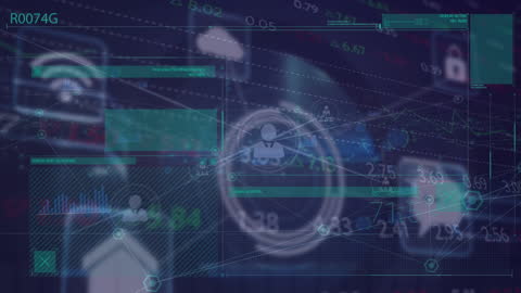 Futuristic Data Processing Interface with Network Connections