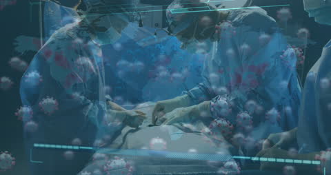 Surgeons Performing Operation Amid Pandemic with Viral Overlay