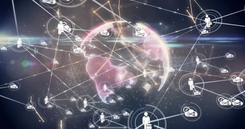 Global Network and Data Processing Connections around Earth - Download Free Stock Images Pikwizard.com