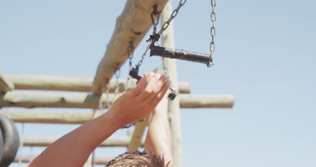 Man Training on Outdoor Obstacle Course with Chain Equipment - Download Free Stock Images Pikwizard.com