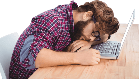 young bearded man sleeping at office desk with laptop transparent image - Download Free Stock Videos Pikwizard.com