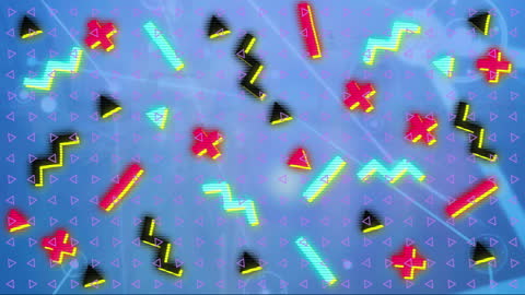 Abstract Animated Shapes With Network Connections in Blue